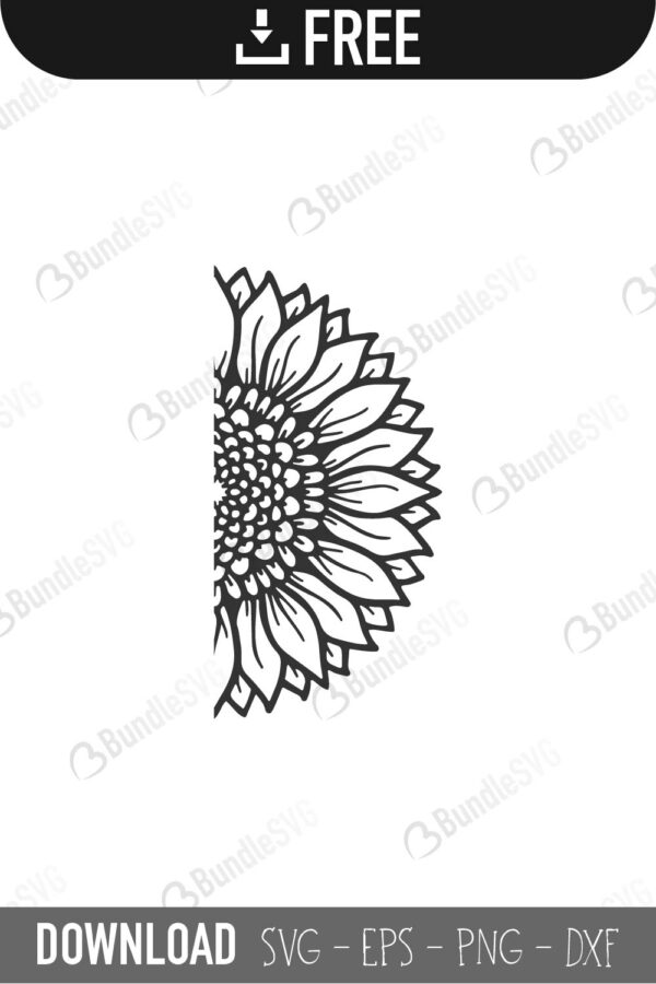 Free Free 130 Silhouette Half Sunflower Svg Free SVG PNG EPS DXF File