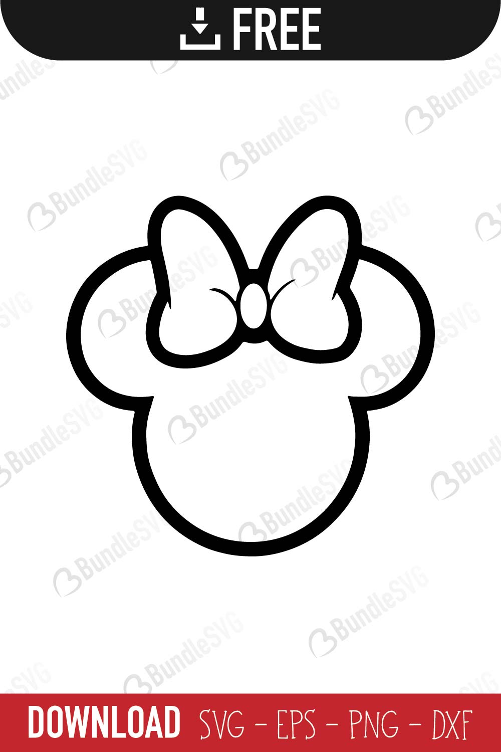 Minnie Outline Head SVG Cut Files Free Download | BundleSVG.com