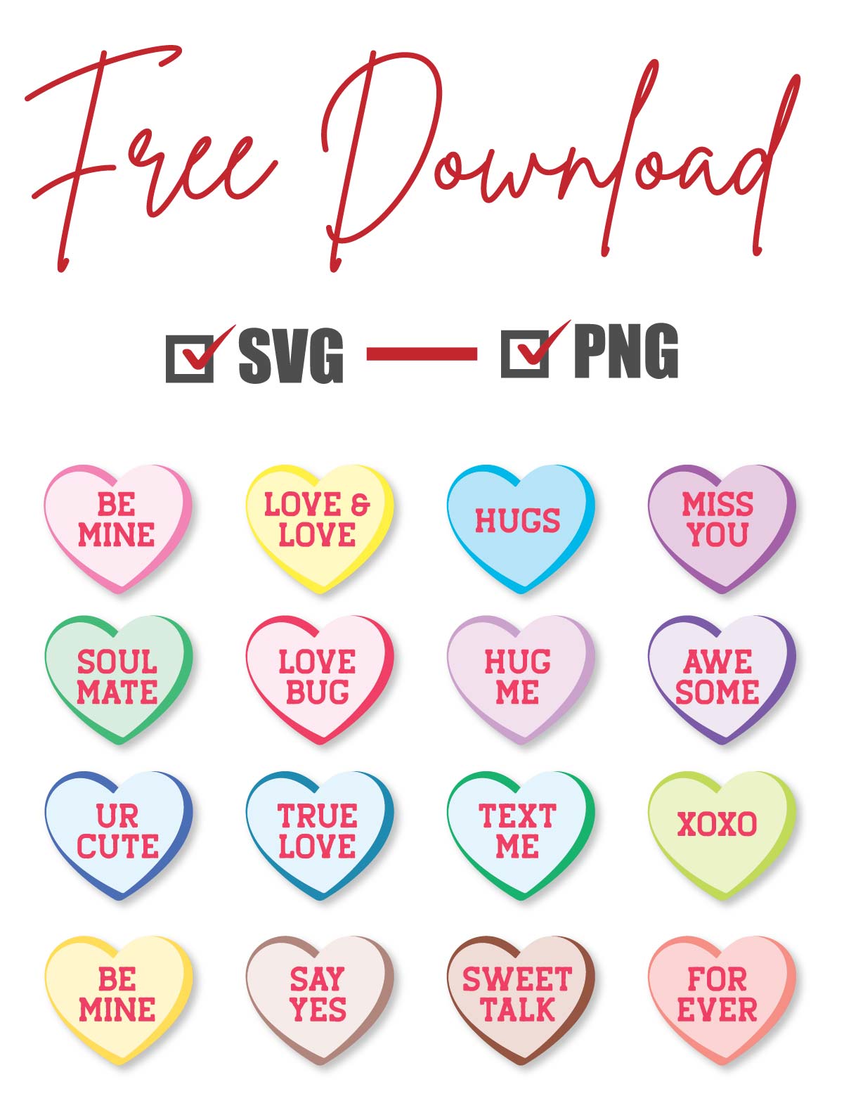 Download Conversation Hearts Free Svg Bundle Bundlesvg