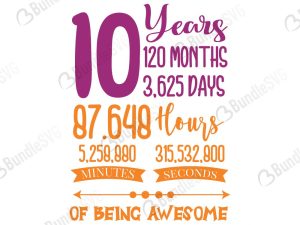 10 Years 120 Months SVG Cut Files